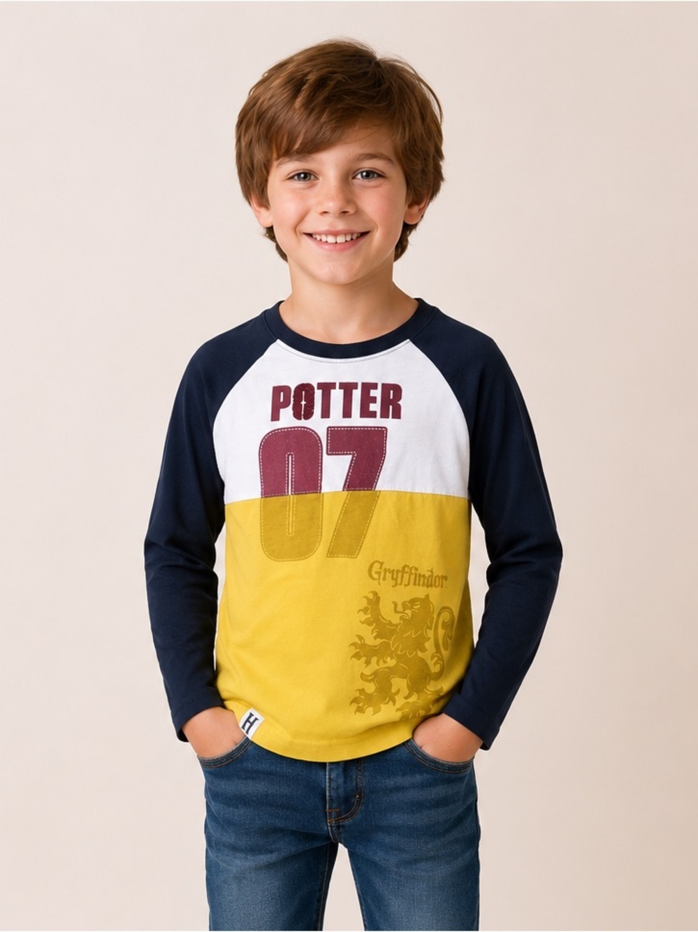 Harry Potter Kids Gryffindor Team Jersey Raglan Long Sleeve Shirt Size 6/7